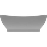 vidaXL Razkošen umivalnik ovalen mat svetlo siv 58,5x39 cm keramika, (21409346) | Shoptok.si