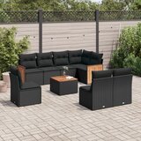 vidaXL 9-dijelni set vrtnih sofa s jastucima crni od poliratana | shoptok.hr