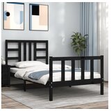 vidaXL Posteljni okvir z vzglavjem crn 100x200 cm trden les Cene