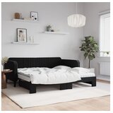 vidaXL Dnevni krevet na razvlačenje s madracima crni 90x190 cm baršun | shoptok.hr