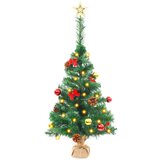  Umjetno osvijetljeno božićno drvce s kuglicama zeleno 64 cm | shoptok.hr