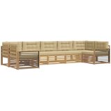  Set vanjskih sofa 7 kom. Bijela i bež Čvrsto drvo akacije 404 x 168,5 x 73 cm | Shoptok.si