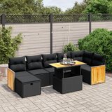  The Living Store Vrtna sedežna garnitura 8-delna z blazinami črn poli ratan - Vrtna Sedežna Garniture, (21462015) Cene