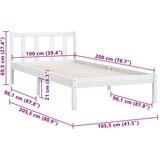  Okvir za krevet od masivne borovine bijeli 100 x 200 cm | shoptok.hr