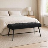  Klupa s gumbastim tkanjem Crna 110 x 40 x 46 cm Baršun | shoptok.hr