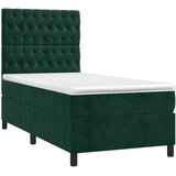 Krevet box spring s madracem LED tamnozeleni 90x200 cm baršun | Eponuda.com