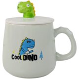 Keramička šalica s dinosaurus plavom bojom, poklopcem i žlicom, 350 ml | shoptok.hr