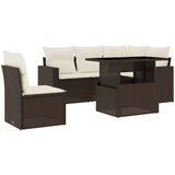  6-dijelni set vrtnih sofa od poliratana s jastucima smeđi | shoptok.hr