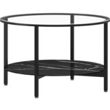Furnova Čajna mizica črna in črn marmor 70 cm kaljeno steklo, (21914438) | Shoptok.si