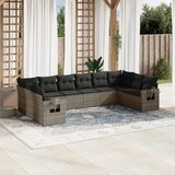 vidaXL 10-dijelni set vrtnih sofa od poliratana s jastucima sivi | shoptok.hr