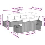  Sjedeća garnitura za vrt 7 kom. Crna poliratan 184 x 62 x 85 cm | shoptok.hr
