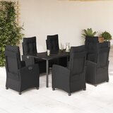 vidaXL 7-dijelni vrtni blagovaonski set s jastucima crni od poliratana | shoptok.hr