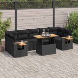 vidaXL 8-dijelni set vrtnih sofa od poliratana s jastucima crni bagrem | shoptok.hr