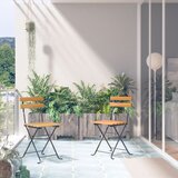 Maison Chic Zložljivi Vrtni Stoli - Stol za vrti 2 kosa jeklo in trden akacijev les JS2675, (21876553) | Shoptok.si