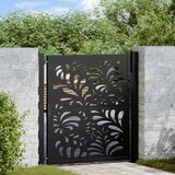 vidaXL vrtna vrata crna 105x106 cm čelični valoviti dizajn | shoptok.hr