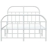 vidaXL Kovinski posteljni okvir z vzglavjem in vznožjem bel 120x190 cm | Shoptok.si