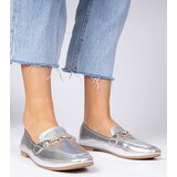 Gemre Silver elegant loafers with gold decoration and rhinestones Kalisa | Shoptok.si