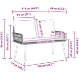  Vrtna klupa s jastukom Priroda 114 x 64 x 90cm Čelik | shoptok.hr