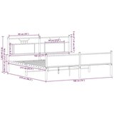Metalni Kovinski posteljni okvir brez vzmetnice sonoma hrast 183x213 cm, (21829384) | Shoptok.si