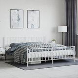 Maison Chic Kovinski Posteljni okvir - Dvoposteljna postelja - Zakonska postelja z vzglavjem in vznožjem bel 193x203 cm, (21696178) | Shoptok.si