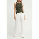 Samsoe Samsoe Lanene hlače HOYS boja: bijela, ravni kroj, srednje visoki struk, F23900002