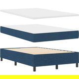 vidaXL Postelja s podnožjem z vzmetnico in klopjo modra 120x200 cm tkanina, (22083730) | Shoptok.si