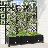  Vrtni saksija s rešetkom i kotačima Crna 120 x 40 x 131,5 cm PP | shoptok.hr