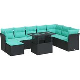  Vrtna garnitura - 9-dijelni set vrtnih sofa s jastucima crni od poliratana bagrem - Crna sa spremištem 1 | shoptok.hr