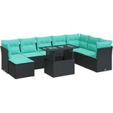  Vrtna sedežna garnitura z blazinami 9-delna črn ratan/akacija, (22048029) | Shoptok.si