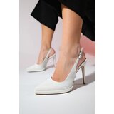 LuviShoes Women's SANTA Ecru Pointed Toe Platform Heel Shoes Cene