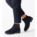 Gemre Black ankle boots with metallic inserts eco-suede Branda | Shoptok.si
