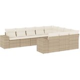  The Living Store Vrtna sedežna garnitura 10-delna z blazinami bež poli ratan - Vrtna Sedežna Garniture, (21452609) | Shoptok.si