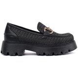 GOODIN Black platform loafers with gold chain | Shoptok.si