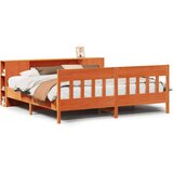  Knjižna postelja brez vzmetnice vošč. rjava 200x200 cm borovina, (21608671) | Shoptok.si