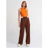Dilvin 71219 Curved Belt Trousers-Brown Cene