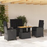  4-dijelni vrtni blagovaonski set od poliratana s jastucima crni | shoptok.hr