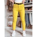 DStreet Spodnie damskie slim fit z paskiem TAIRONIK musztardowe | Shoptok.si