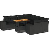 Maison Chic Seti vrtnega pohištva - Vrtna garnitura - Vrtni pohištvo set 9-delna z blazinami črn poli ratan, (21803908) | Shoptok.si