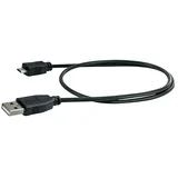 Napajalni kabel USB (Črne barve, Dolžina: 0,5 m, USB A vtič, USB Micro-B vtič)