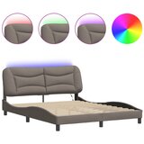 Maison Chic Posteljni okvir - Dvoposteljna postelja - Zakonska postelja z LED lučkami taupe 160x200 cm tkanina, (21694822) Cene