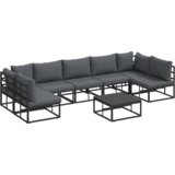 vidaXL Sjedeća garnitura za vrt 8 pcs Crna 70 x 70 x 32 cm Aluminij | shoptok.hr