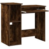 vidaXL Pisalna miza s policami dimljen hrast 84x40x78 cm inž. les | Shoptok.si
