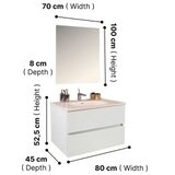 Hanah home Set kupaonskih ormarića s umivaonikom i ogledalom, 2 komada, bijeli | Eponuda.ba