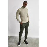 Trendyol Beige Men's Slim Fit Turtleneck Knitwear Sweater