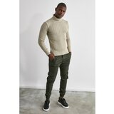 Trendyol beige men's turtleneck knitwear sweater cene