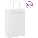 vidaXL Papirnate vrećice 250 kom s ručkama bijele 21x11x31 cm Cijene