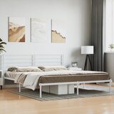 vidaXL Kovinski posteljni okvir z vzglavjem bel 193x203 cm Cene
