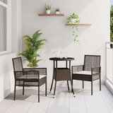vidaXL 3-delna vrtna jedilnica Rjava Polyratan | Shoptok.si