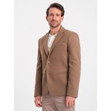 Ombre Men's casual jacket with decorative buttons on cuffs - light brown Cijene