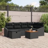 vidaXL 7-delni vrtni sofa set z blazinami Črn poli ratan, (22093791) | Shoptok.si
